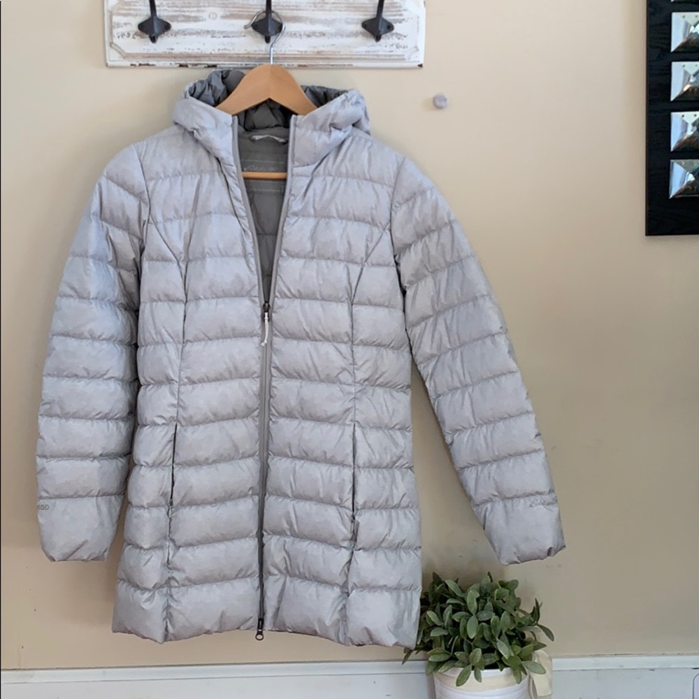 Eddie Bauer silver down women’s hooded parka